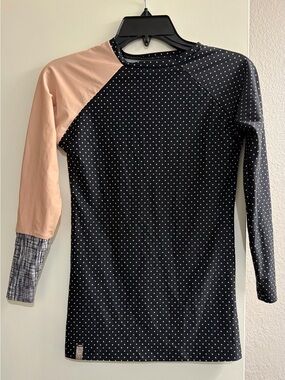 Seea Doheny Rashguard Black Dot Polka Colorblock Surf Top (M) NWOT Archival!